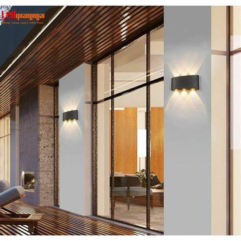 Đèn hắt gắn tường 2 đầu, đèn hắt ngoài trời - 6 tia -8 tia- vỏ nhôm nguồn chống nước