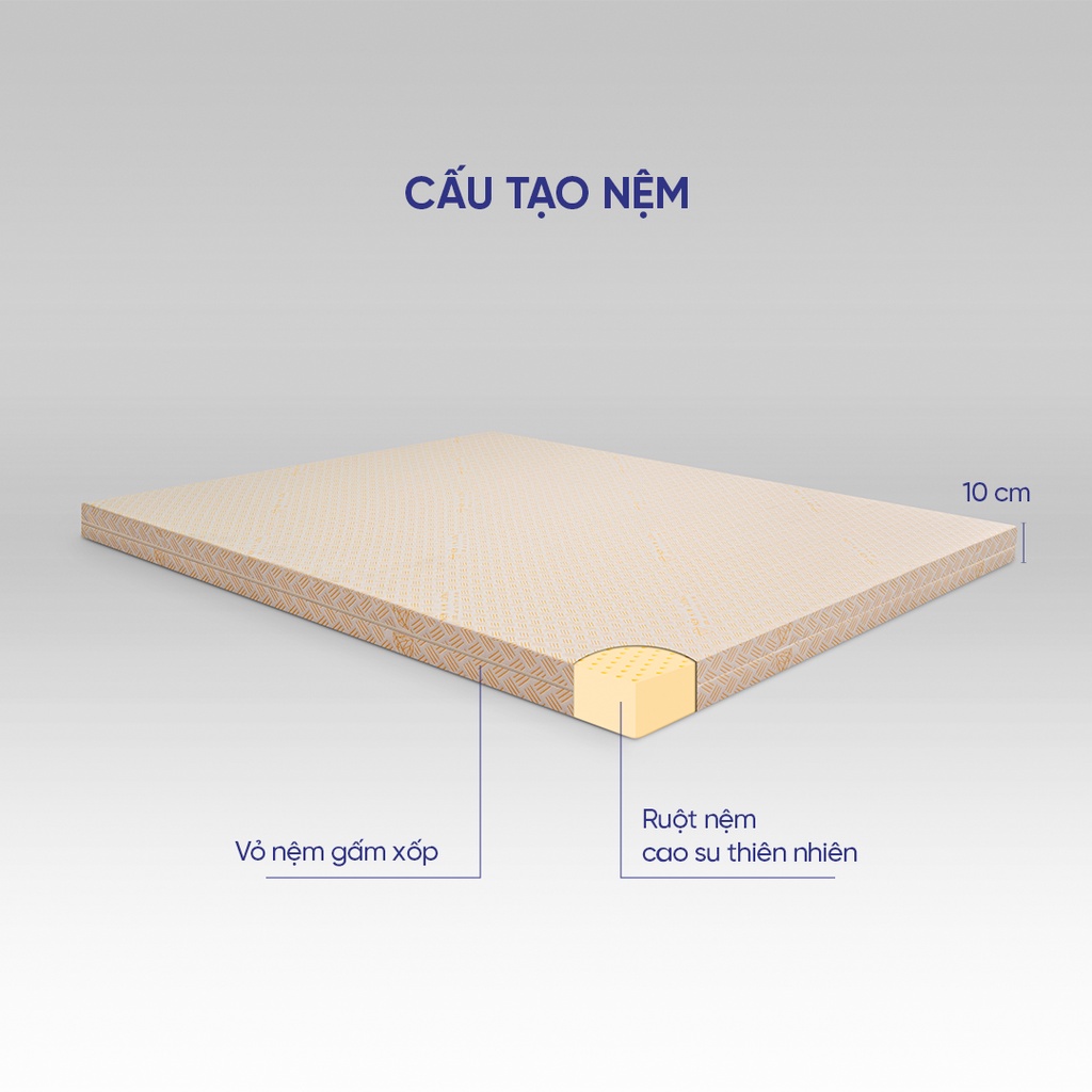 Nệm cao su Kim Cương Happy Gold 100% cao su thiên nhiên đủ kích thước bảo hành Vua Nệm