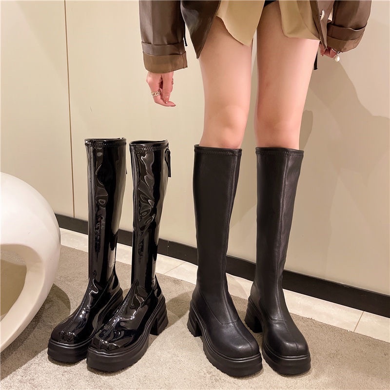 Bốt da cao cổ đế độn