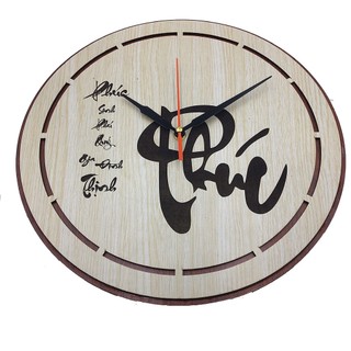 Đồng hồ gỗ treo tường chữ phúc