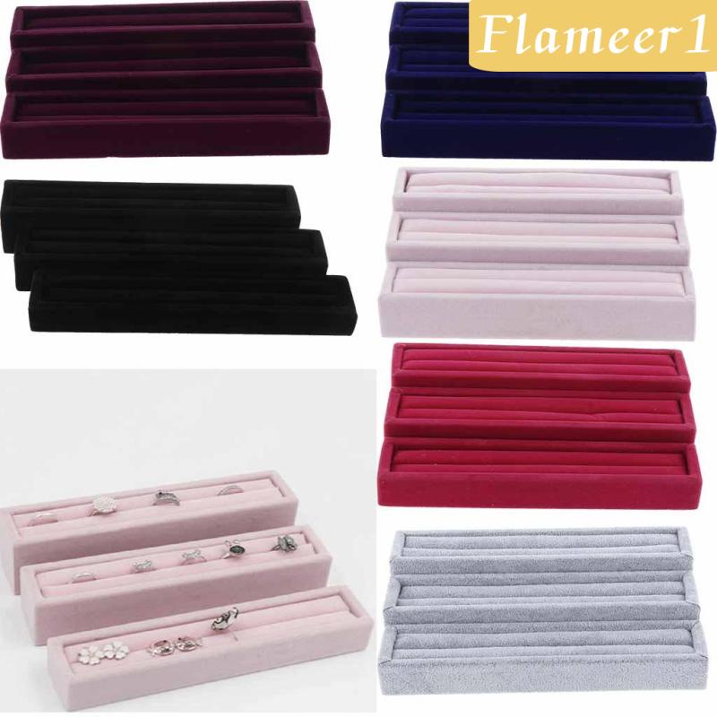 1 [Flameameer1] Set 3 Khay Nhung Trưng Bày Trang Sức