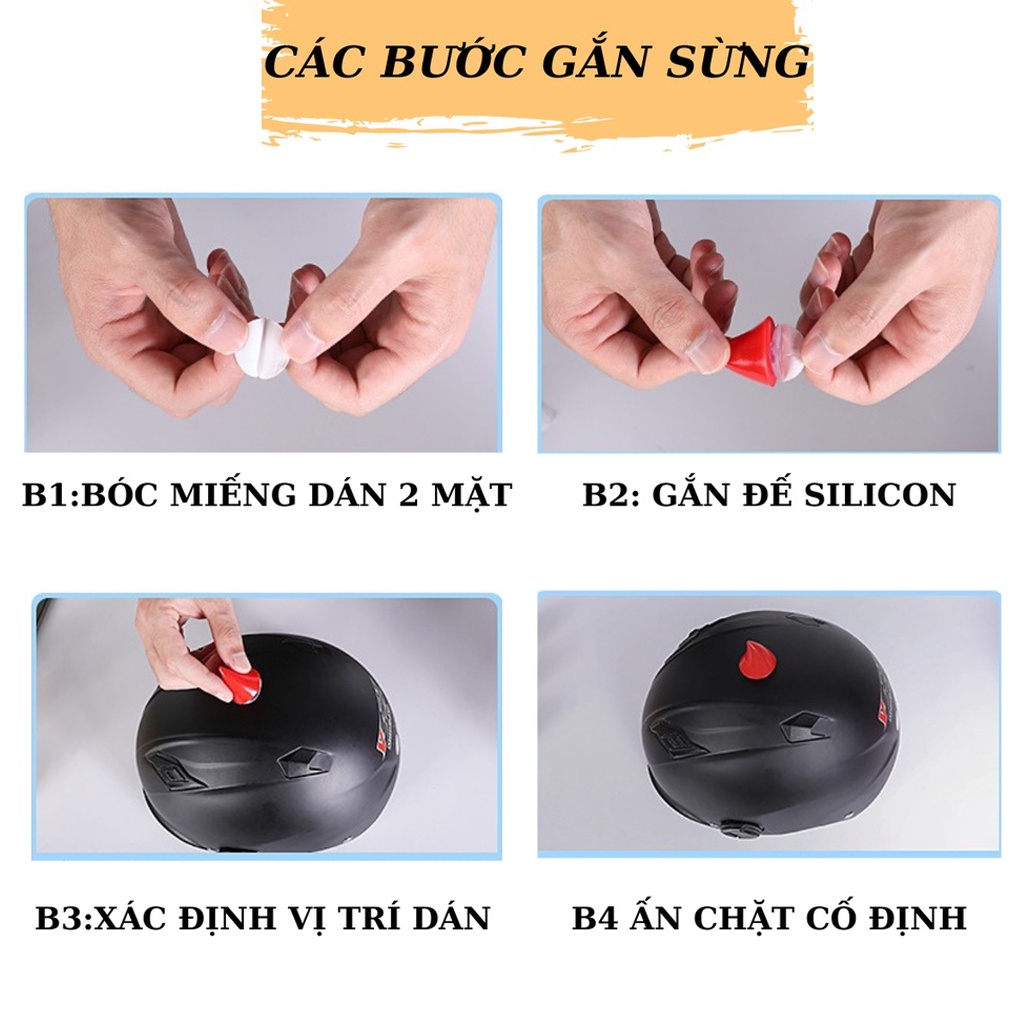 Sừng quỷ nhỏ tinh nghịch gắn mũ bảo hiểm SUNDY, cực xinh, độc lạ, nhiều màu cá tính, đáng yêu