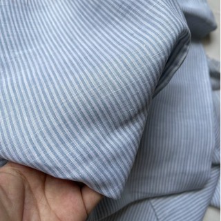 Vải linen - linen tưng sọc xanh nhuyễn