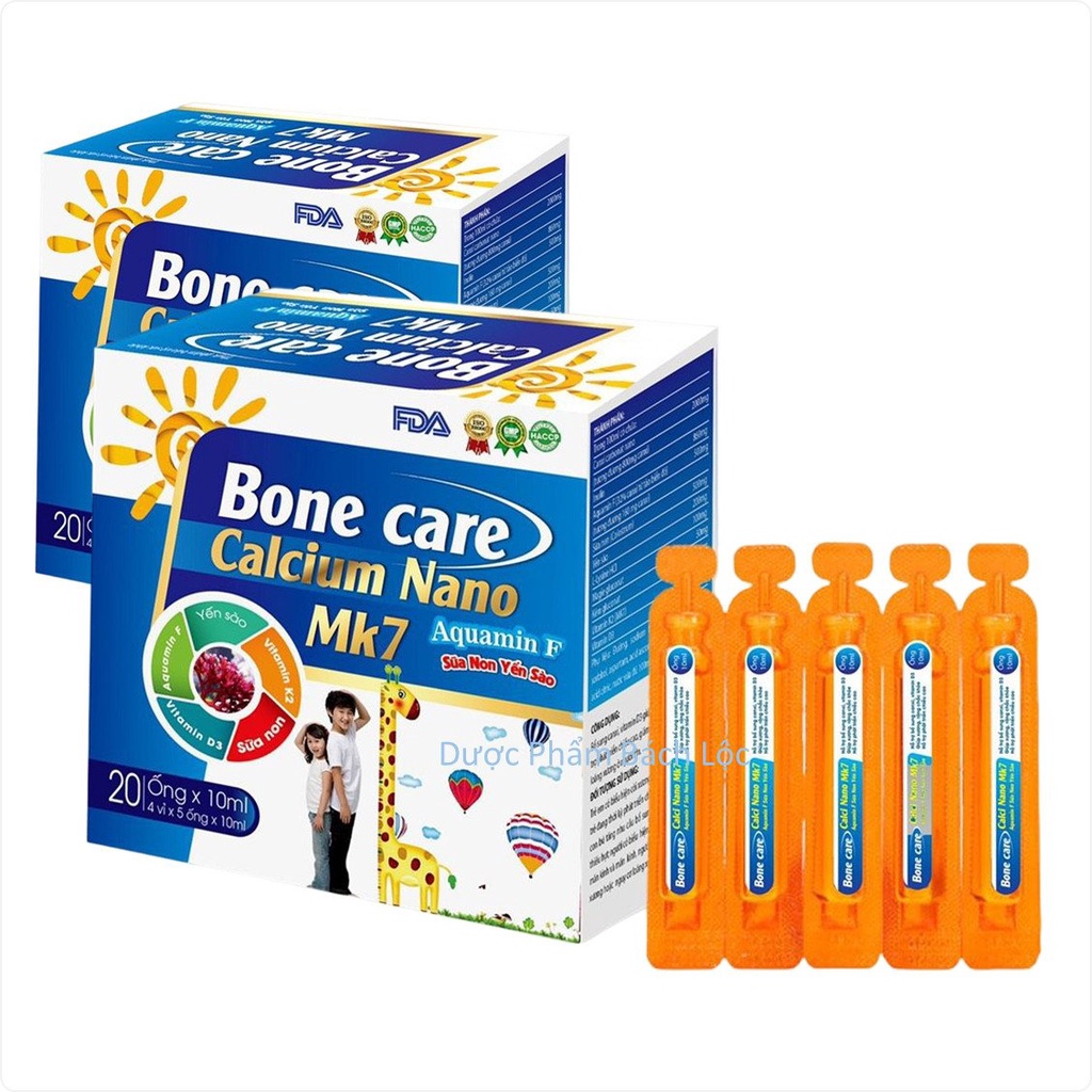 Canxi tăng chiều cao Bone Care Calcium Nano MK7 Bổ sung Sữa non, yến sào, Vitamin D3, Vitamin K2 giúp xương răng chắc