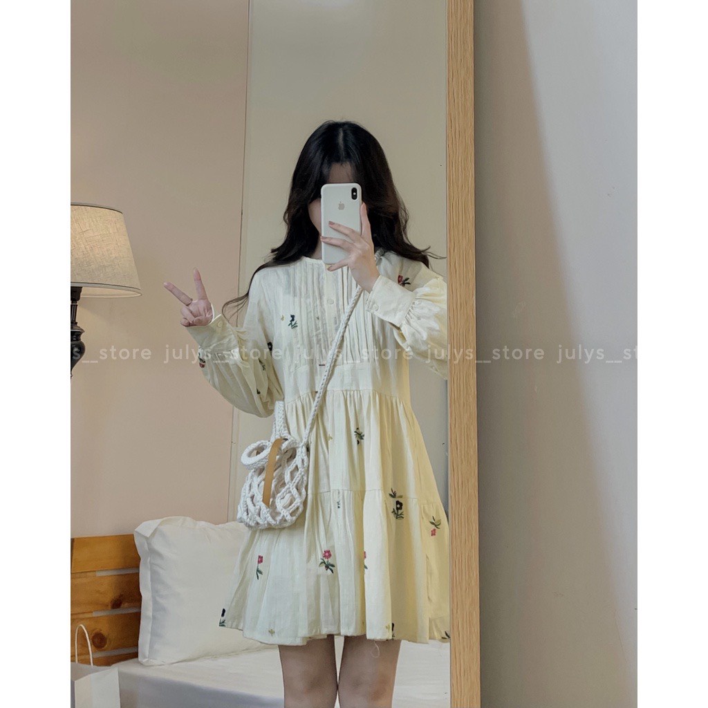 Đầm babydoll hoa nhí Quảng Châu thiết kế 2 lớp dự tiệc tiểu thư trẻ trung rẻ đẹp | BigBuy360 - bigbuy360.vn