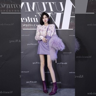 Áo sweater dệt kim in hoa màu tím xinh xắn