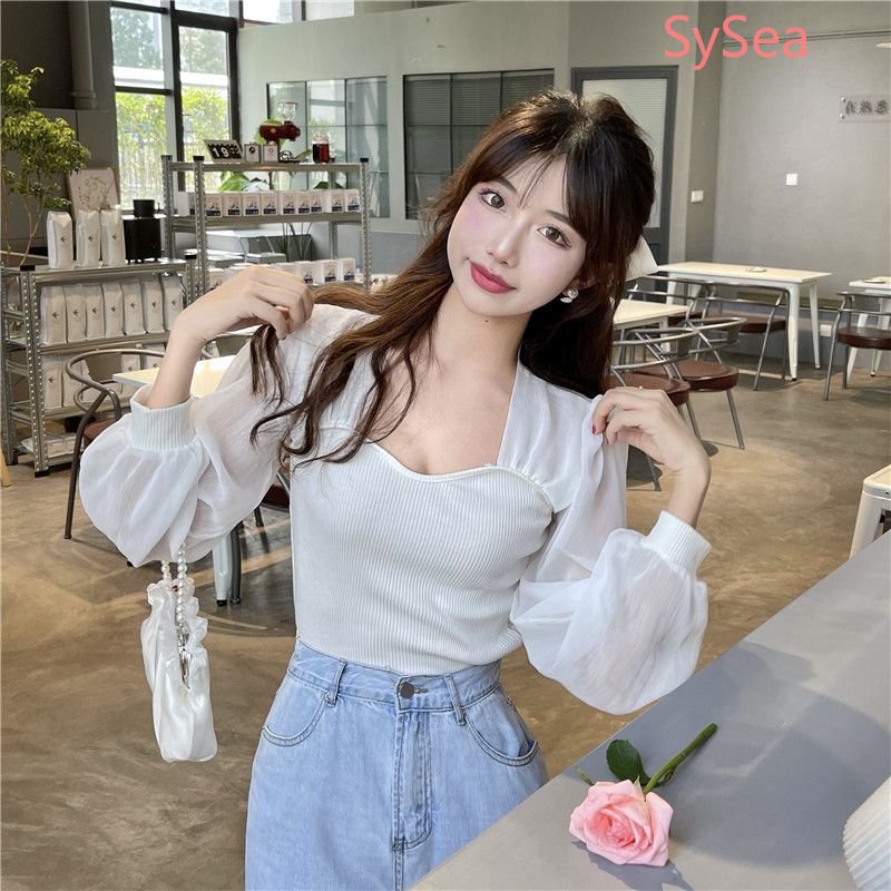 Áo Dệt Kim Cổ Vuông Thời Trang Mùa Thu Pháp Dành Cho Nữ