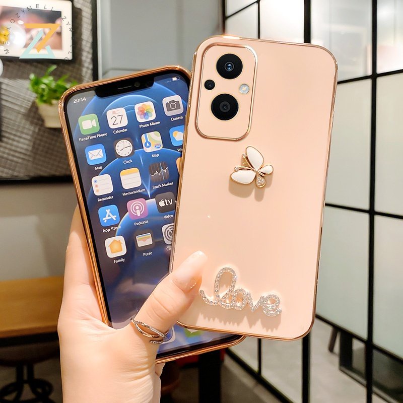 Zymello Ốp lưng OPPO Reno 8Z 5G Reno 7Z 5G Reno6 Z 5G Reno 5 5G Reno 7 5G Reno 6 5G Reno 4 4G Vỏ điện thoại silicon hình bướm sang trọng cao cấp