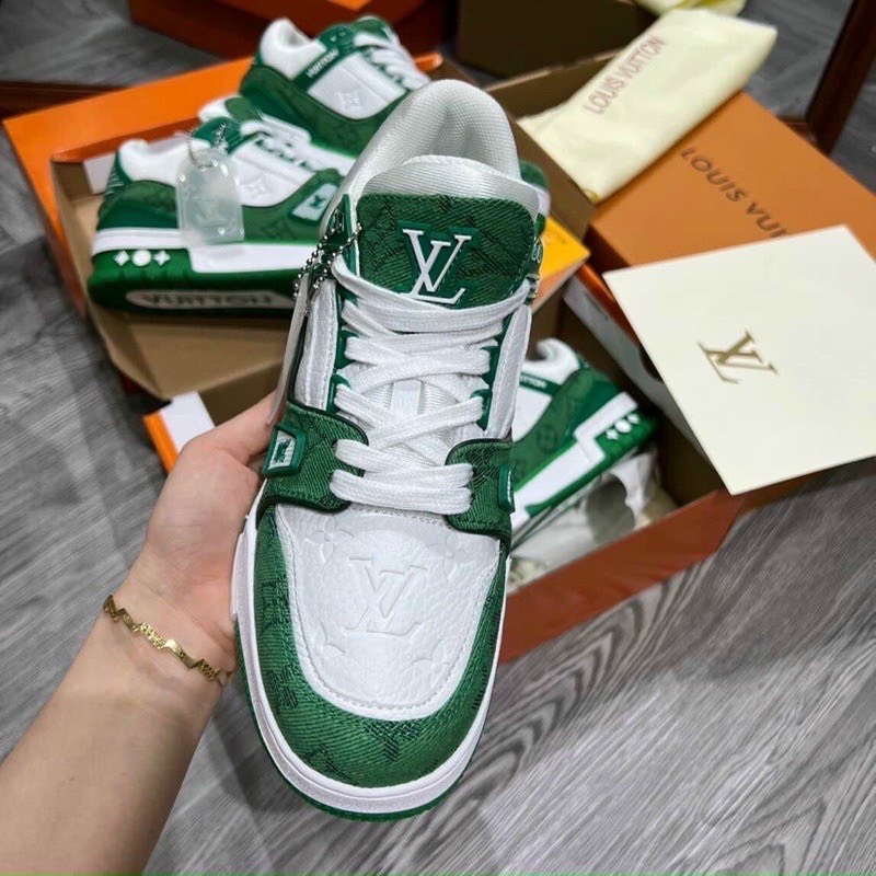 Giaydepthaovy.99 Giày LV trainer xanh, Giày thể thao LV Xanh Lá green hot 2022 Bản Cao Cấp Full Box