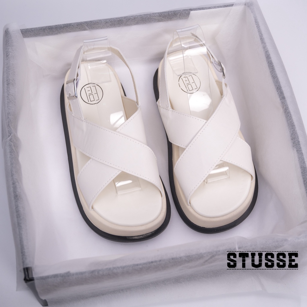 Dép Sandal Ulzzang Quai Chéo Da Mềm Đế Dày Phong Cách Hàn Quốc - SA007