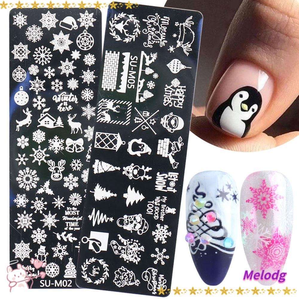 Bộ 1 / 6 Khuôn Hình Chữ Nhật In Họa Tiết Hoa Tuyết Mùa Đông Dùng Trang Trí Móng Tay