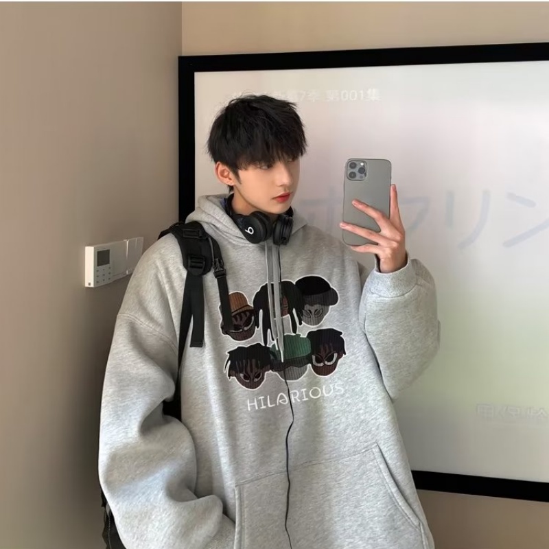 Áo hoodie Dáng Rộng In Chữ Phong Cách hip hop Nhật Bản Thời Trang Cho Nam Và Nữ