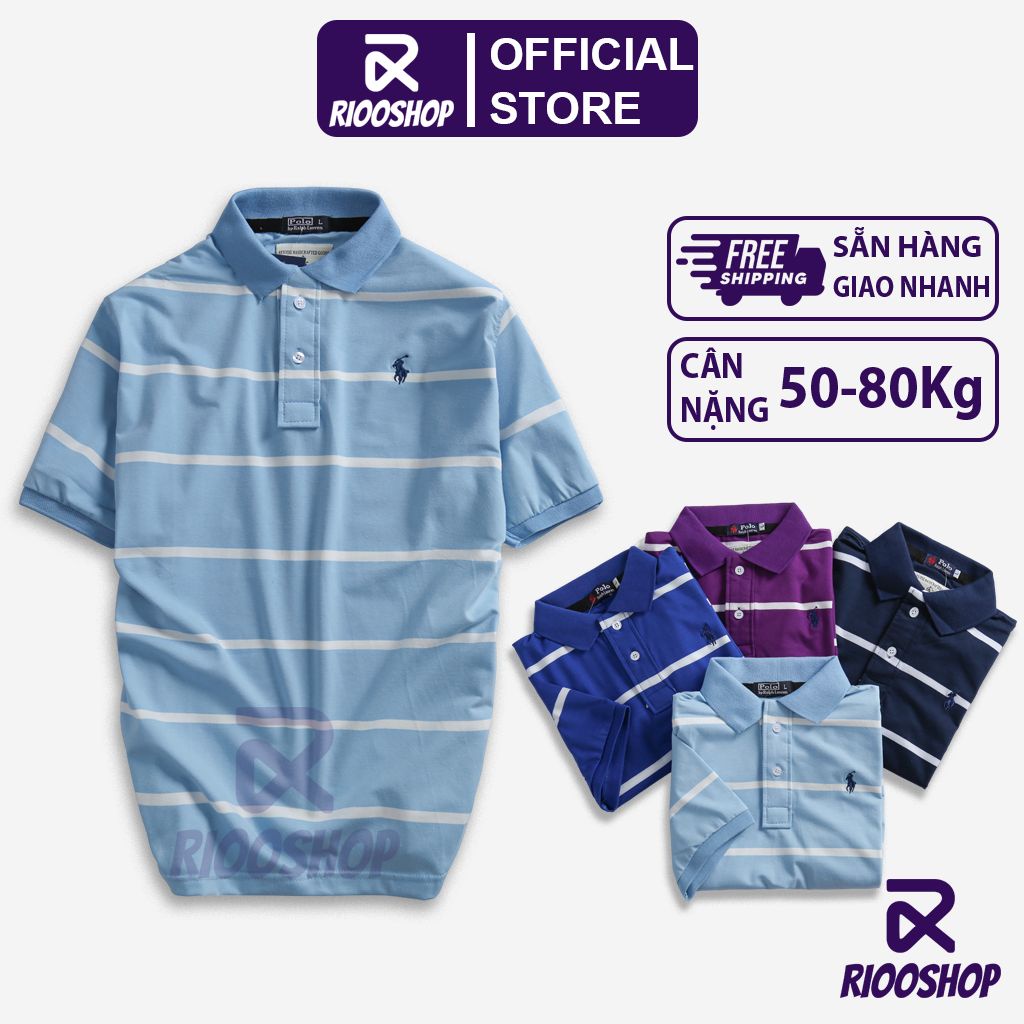 Áo thun nam có cổ sọc ngang RL cao cấp RCP015 - áo phông nam tay ngắn form rộng Riooshop