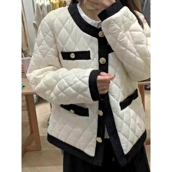 Áo Khoác Phao Mùa Đông Hoạ Tiết Quả Trám Cúc Đồng A086