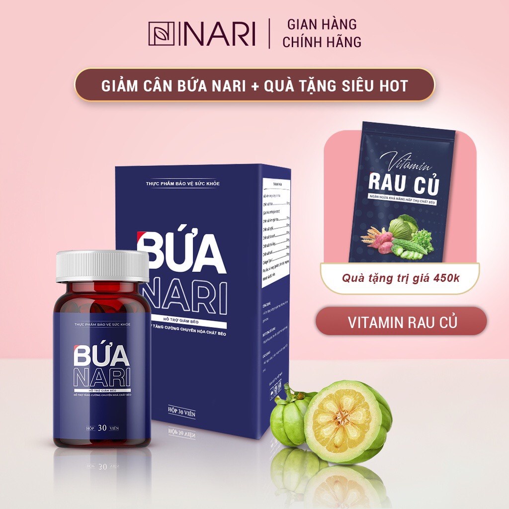 Combo giảm cân bứa Nari tặng ngay vitamin rau củ giá 450k tăng cường hiệu quả thanh nhiệt ngăn ngừa hấp thụ chất béo 30v