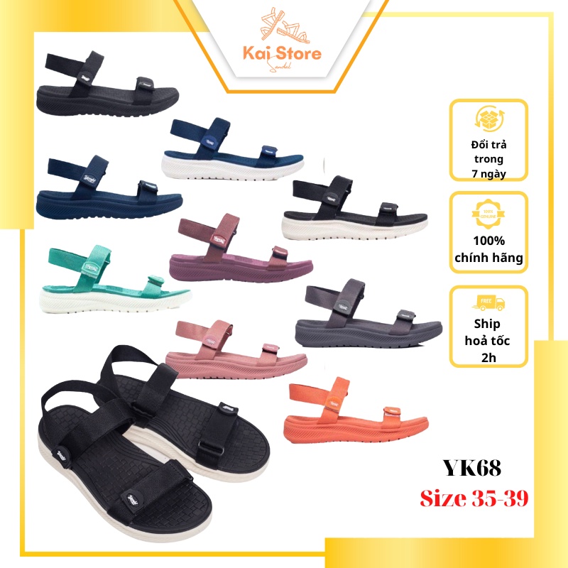 Sandal Nam Nữ Quai Ngang Yanki nữ YK68 Học Sinh Đi Học Thời Trang YANKI Chính Hãng VNXK màu đen