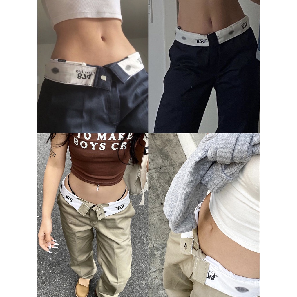 Quần suông Folded waist pants gập cạp