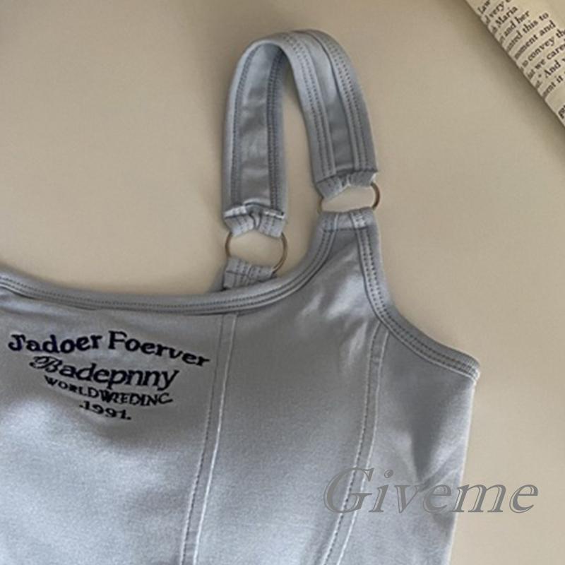 Áo Hai Dây Có Mút Đệm Thêu Chữ Thời Trang Mùa Hè Dành Cho Nữ