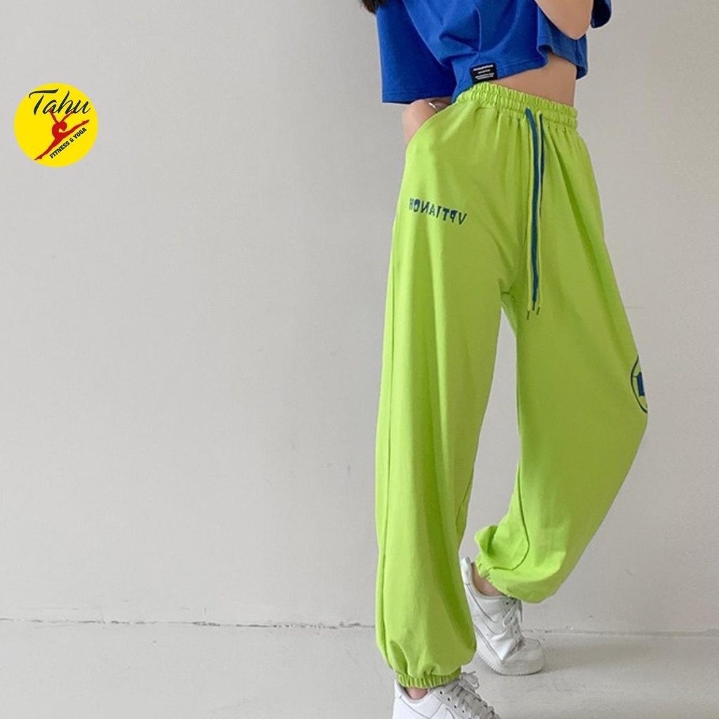 Quần JOGGER nữ Chun dập bản rộng đa năng nhảy Zumba Erobic Tập Gym Yoga đi chơi