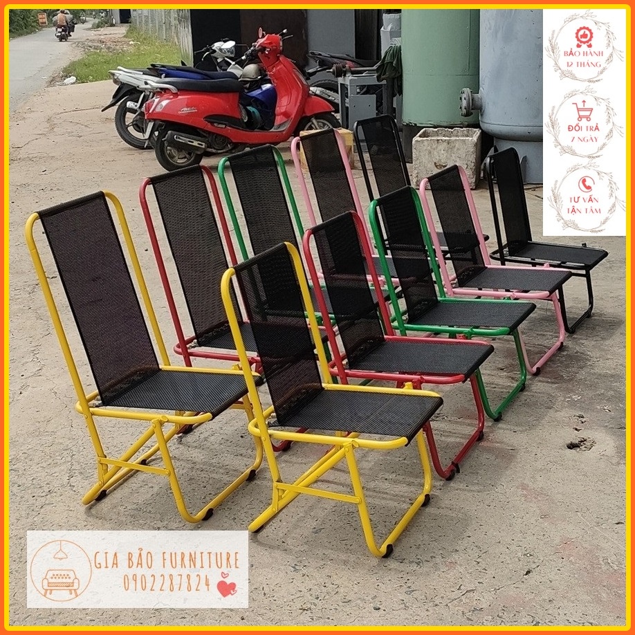 Ghế gấp gọn sắt sơn tĩnh điện nhiều màu sắc đi dã ngoại ngoài trời