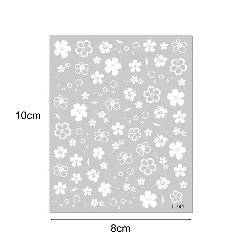 Miếng Dán Trang Trí Móng Tay 2D Tự Dính Hình Hoa Trắng Siêu Mỏng