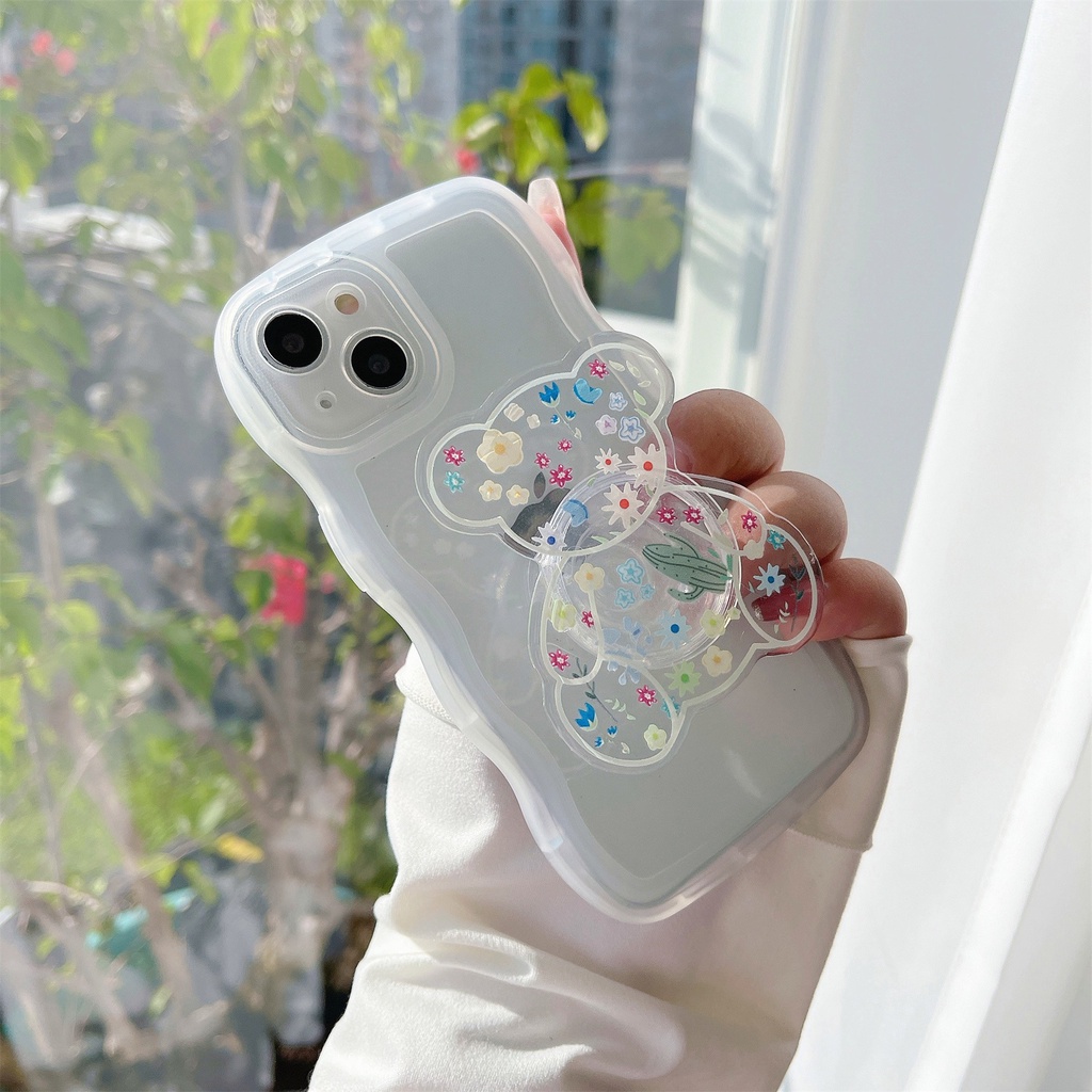 Giá Đỡ Điện Thoại Trong Suốt Hình Gấu 3D Dễ Thương