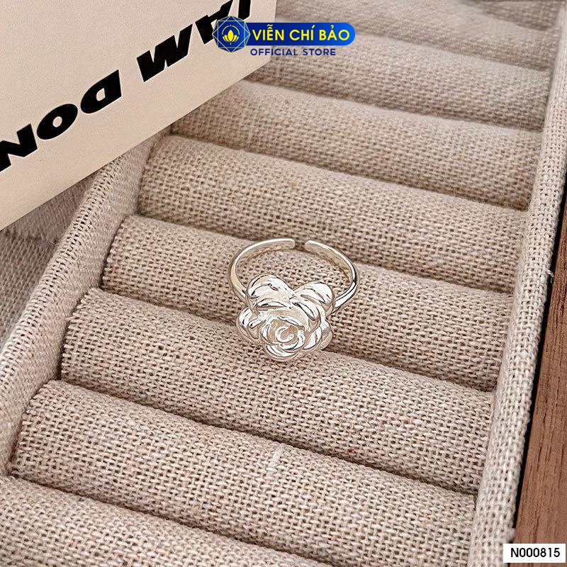 Nhẫn bạc nữ hoa hồng trắng chất liệu bạc 925 thời trang phụ kiện trang sức Viễn Chí Bảo N000815
