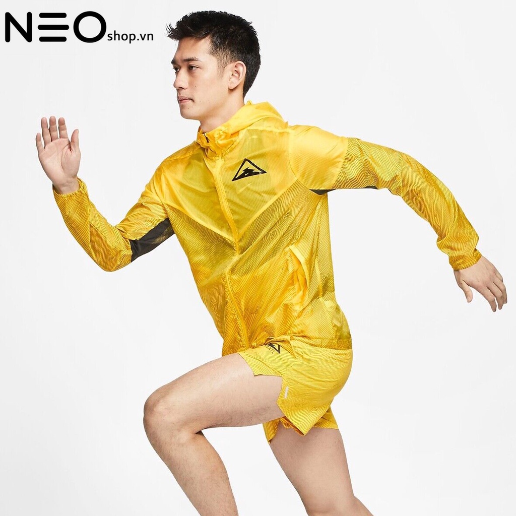 Áo Khoác Nike Nam Thể Thao Windrunner Men's Hooded Trail Running Jacket - Đen / Vàng