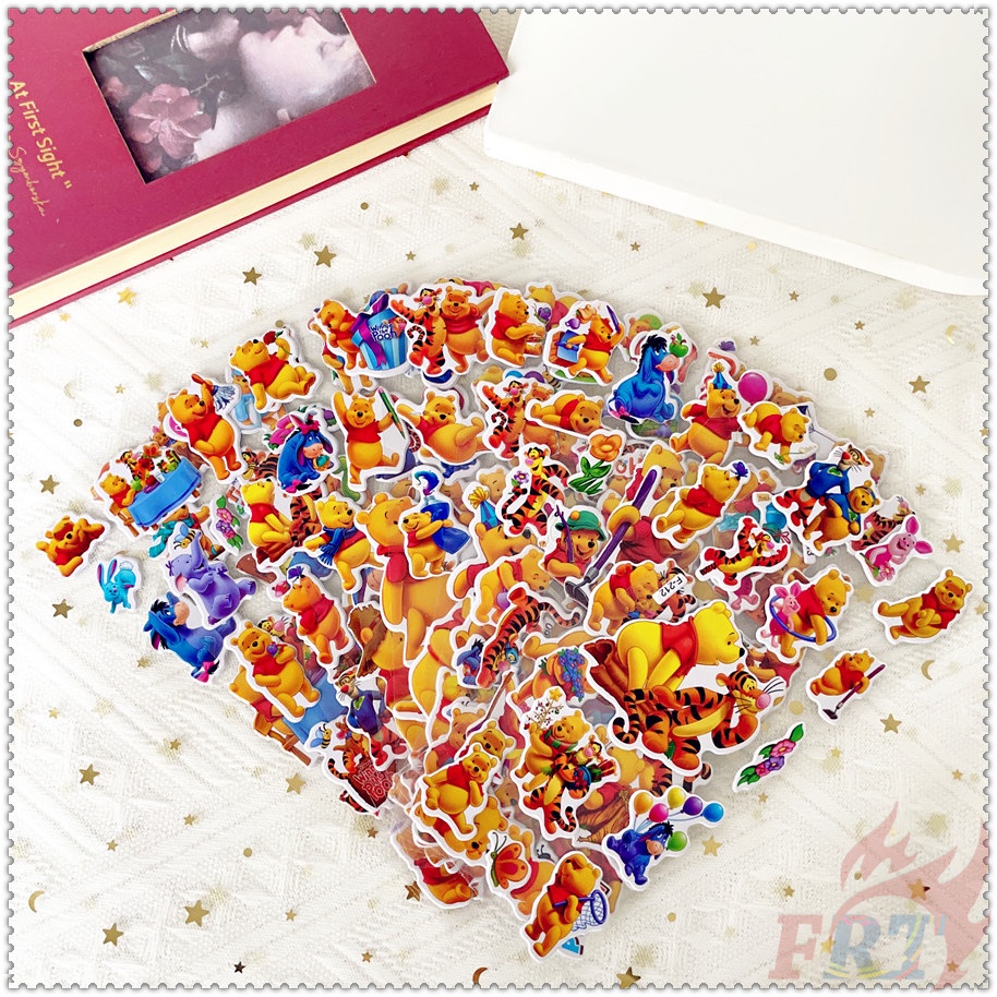 DISNEY ▶ Bộ 5 Tấm Hình Dán Nhân Vật Hoạt Hình Winnie The Pooh Q-2 ◀ Miếng Dán PVC 3D Chống Thấm Nước Chất Lượng