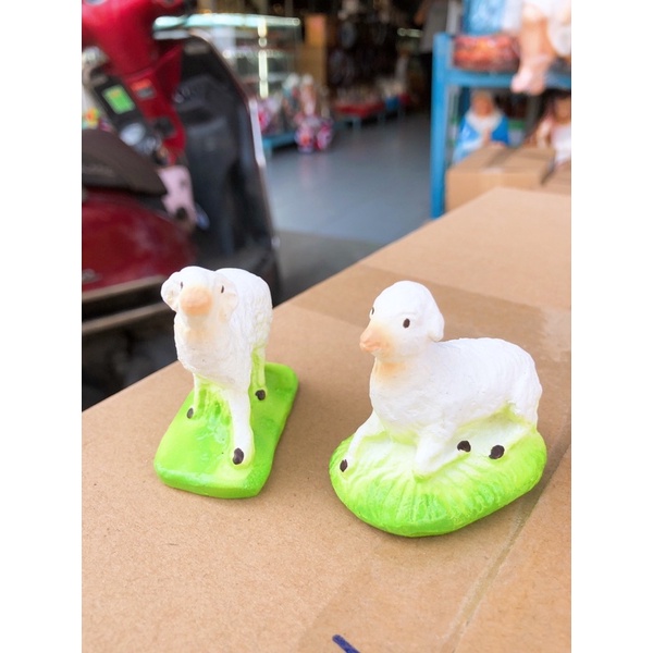 2 CON CỪU THẠCH CAO MINI 5cm-TRANG TRÍ NOEL