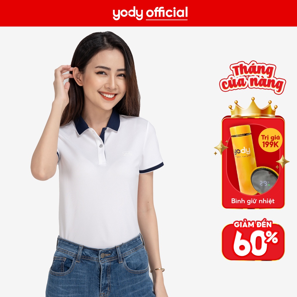 Áo thun polo nữ YODY phông tay ngắn, chất vải cotton cafe mềm mịn, thoáng mát NCF3