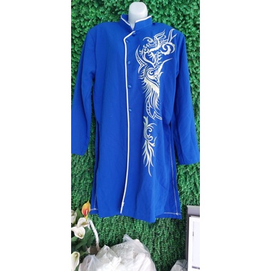 Thanh lý Áo Dài nam thêu vải đẹp màu xanh,