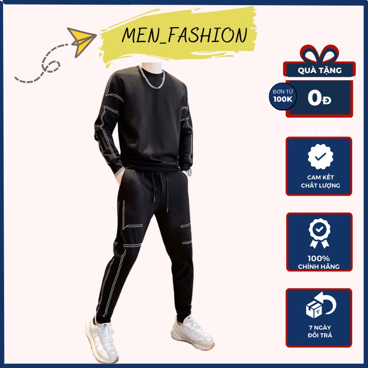 Bộ nỉ nam BND08 cổ tròn chất liệu dày dặn ấm áp full size