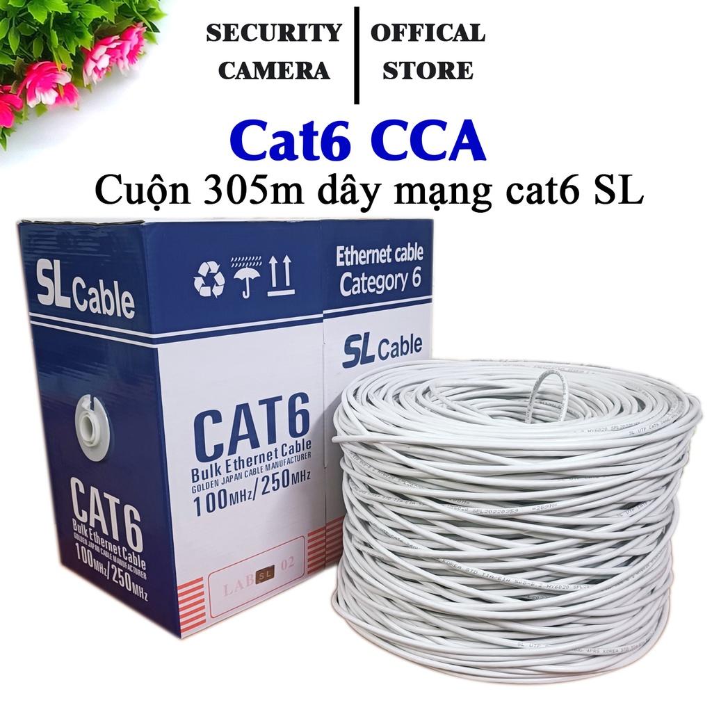 Cuộn 305m dây mạng SL cat6 CCA - UTP màu trắng - Hàng Chính Hãng