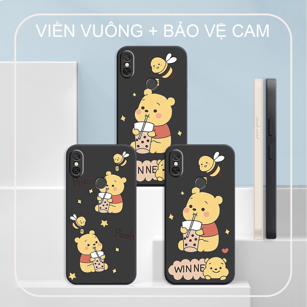Ốp Lưng Cạnh Vuông, Bảo Vệ Cam.Xiaomi Redmi NOTE 5 / NOTE 6 in hình Gấu, Ong Nâu nâu