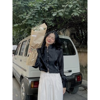 Áo sơ mi lụa cổ tàu hàng thiết kế by Basic room