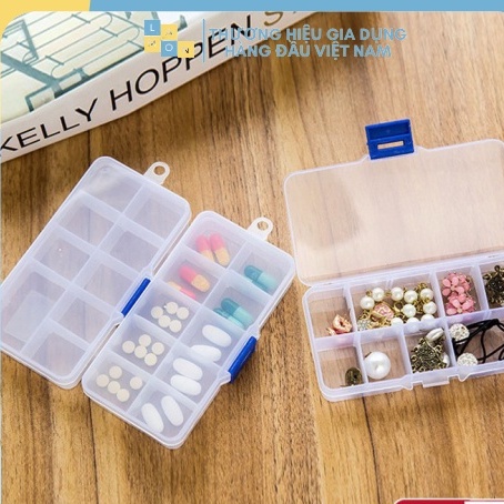 Hộp Đựng Đồ 10 Ngăn , 15 Ngăn Trong Suốt / Hộp Đựng Charm ,Đá Trang Trí Móng Tay Chuyên Dụng 1253  Lamon Store