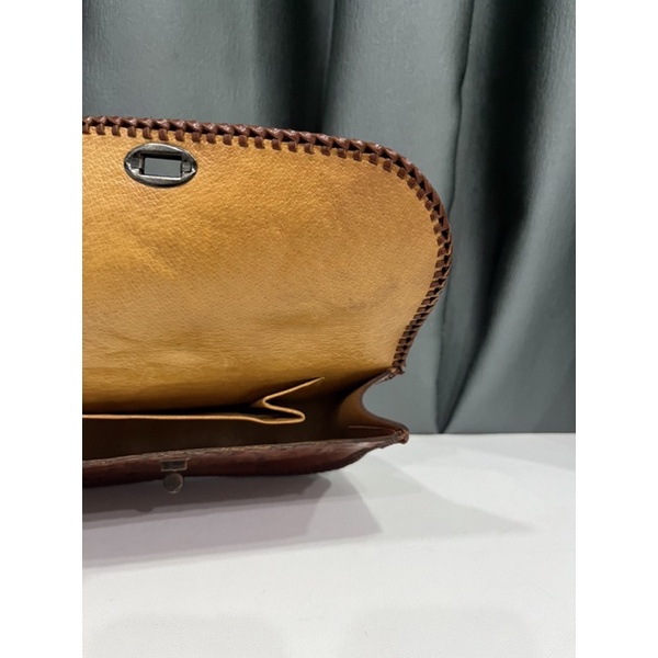 Túi clutch nhập Nhật handmade da mộc khắc thật 100%