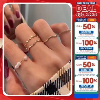 Set nhẫn nữ cá tính thời trang phong cách Hàn Quốc sang chảnh