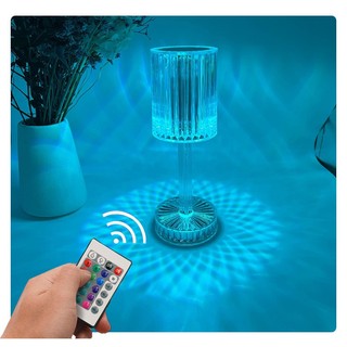 Đèn bàn pha lê kim cương có remote 16 màu