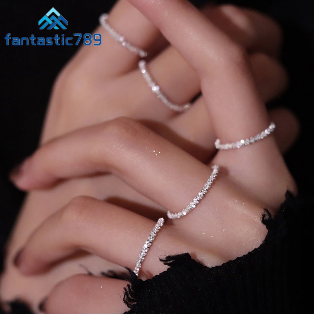 Nhẫn Bạc S925 Hàn Quốc Fantastic789 Đính Kim Sa Lấp Lánh Có Thể Điều Chỉnh Kích Cỡ