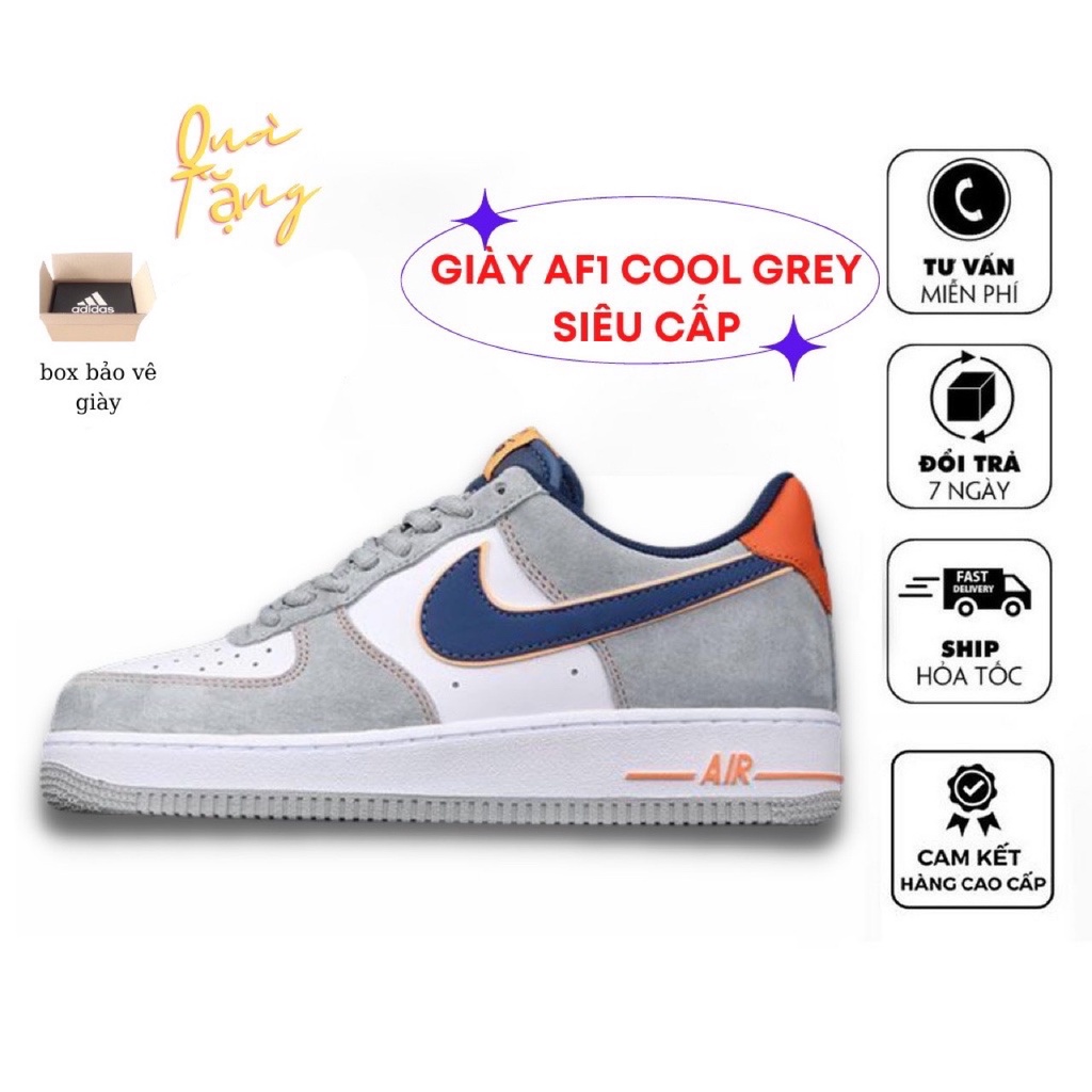 Giày af1 xám cam cool grey hàng 1:1 full bill box túi hộp phụ kiện đủ size nam nữ