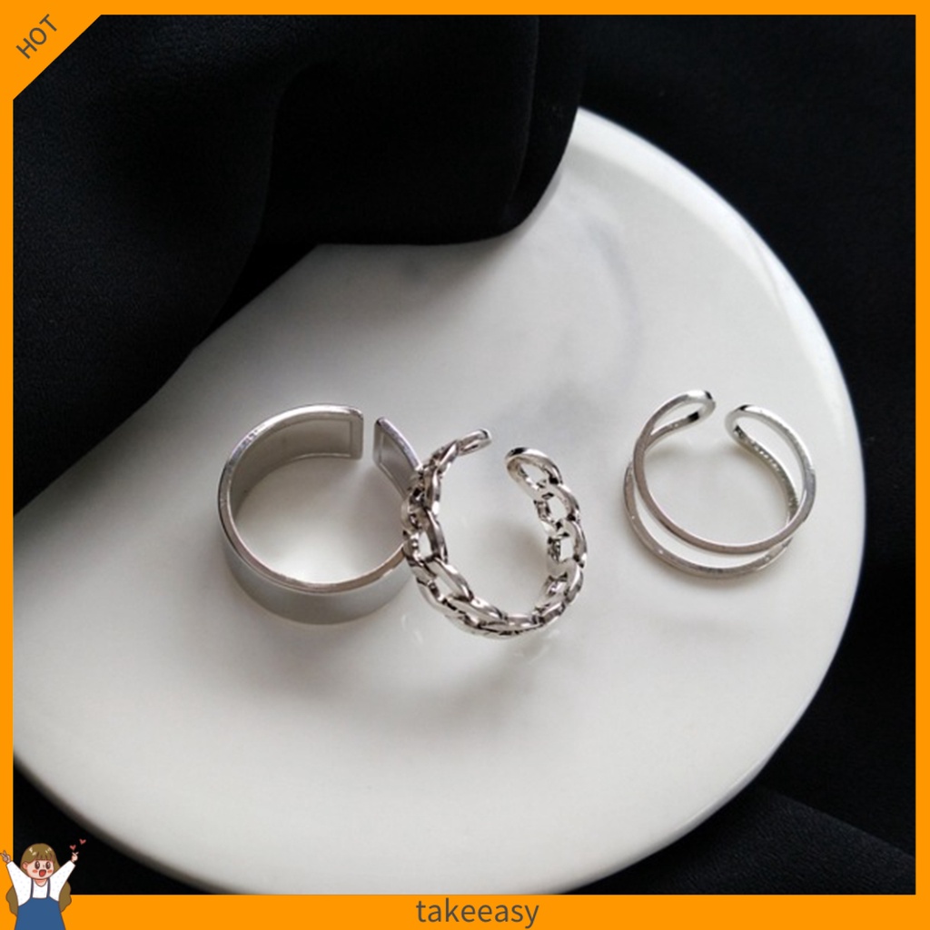 Set 3 Nhẫn Đeo Khớp Ngón Tay Phong Cách Hip Hop Cho Nữ