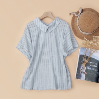 Áo linen tưng 2 kiểu dệt sọc kachisa 677sqe