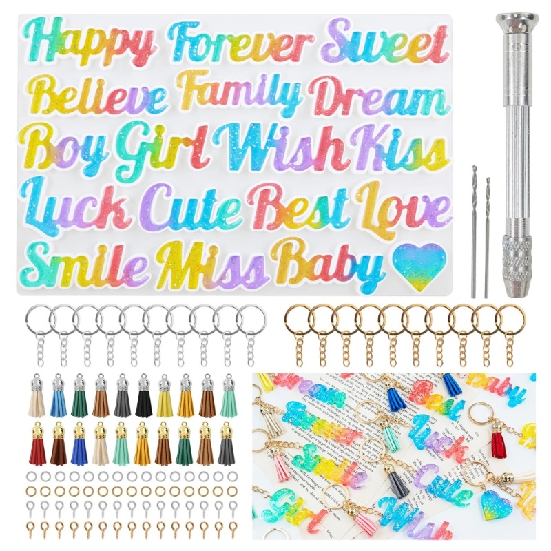 Khuôn Silicone Làm Móc Khóa Hình Chữ Cái DIY