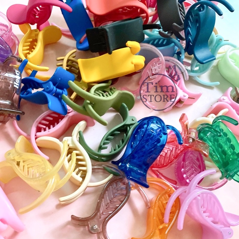 Kẹp tóc càng cua 3r 3 răng nhựa nhiều màu TÍM STORE phụ kiện búi tóc thời trang