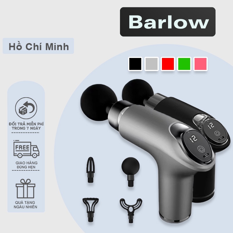 Máy massage cầm mini tay Fascial Gun cao cấp 4 đầu 12 chế độ rung - Súng massage toàn thân giảm căng cơ nhức mỏi vai gáy