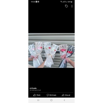 Túi 1 bông đựng hoa sáp hoa tươi.túi chữ love