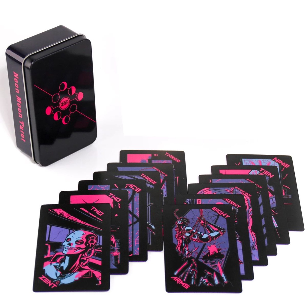 Bộ Bài Neon Moon Tarot Hộp Sắt Nifoki