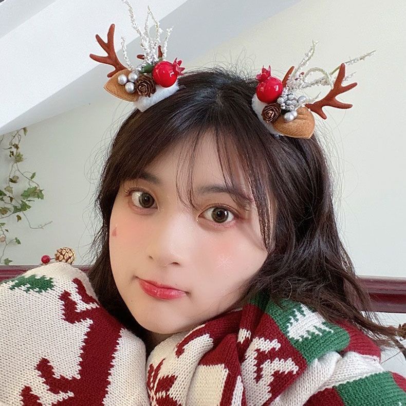 Băng Đô Cài Tóc Hình Sừng Tuần Lộc Giáng Sinh Dễ Thương Cho Nữ